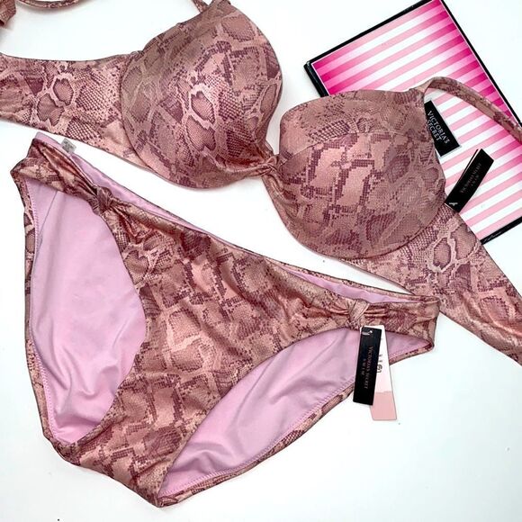 🔥VICTORIA SECRET SWIMSUIT SET TOP 38C  push-up bottom /XLargeNew #8 - Picture 1 of 9